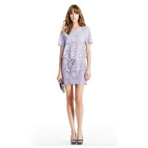 Diane Von Furstenberg Amal Lilac Lace Crystal Detail Drop Waist Dress Sz M READ